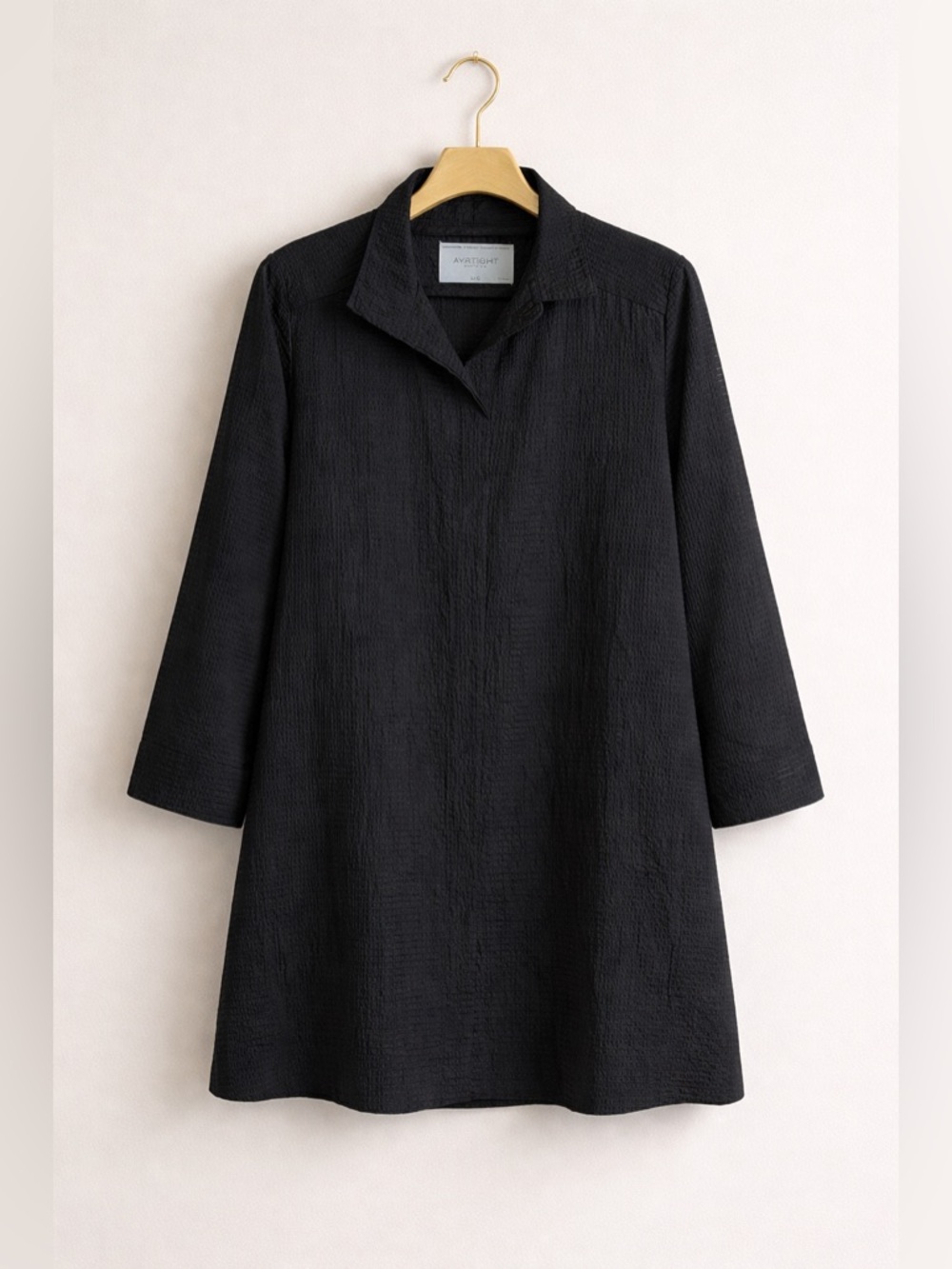 Ayrtight Black Oversized Button Front Textured Blouse / Lightweight Jacket Large
